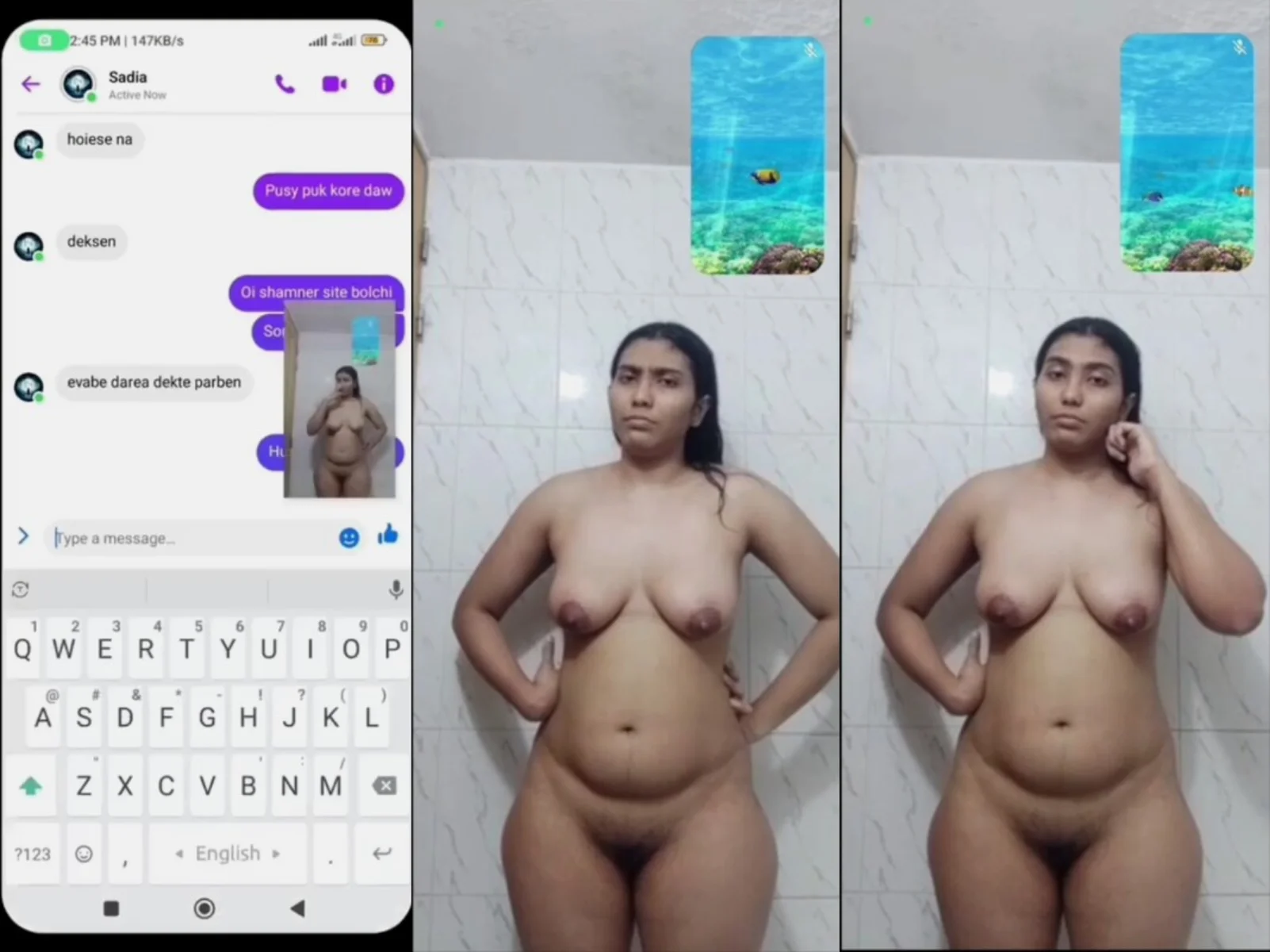 Sexy Bangladeshi Busty Gf Bathing Showing Thick Ass & Boobs On Videocall