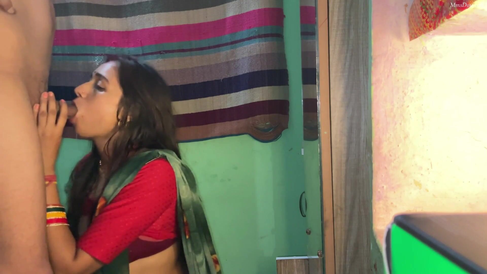 Newly Married Innocent Wife Sucking Husband Dick Stand Fucking Without Removing Sari