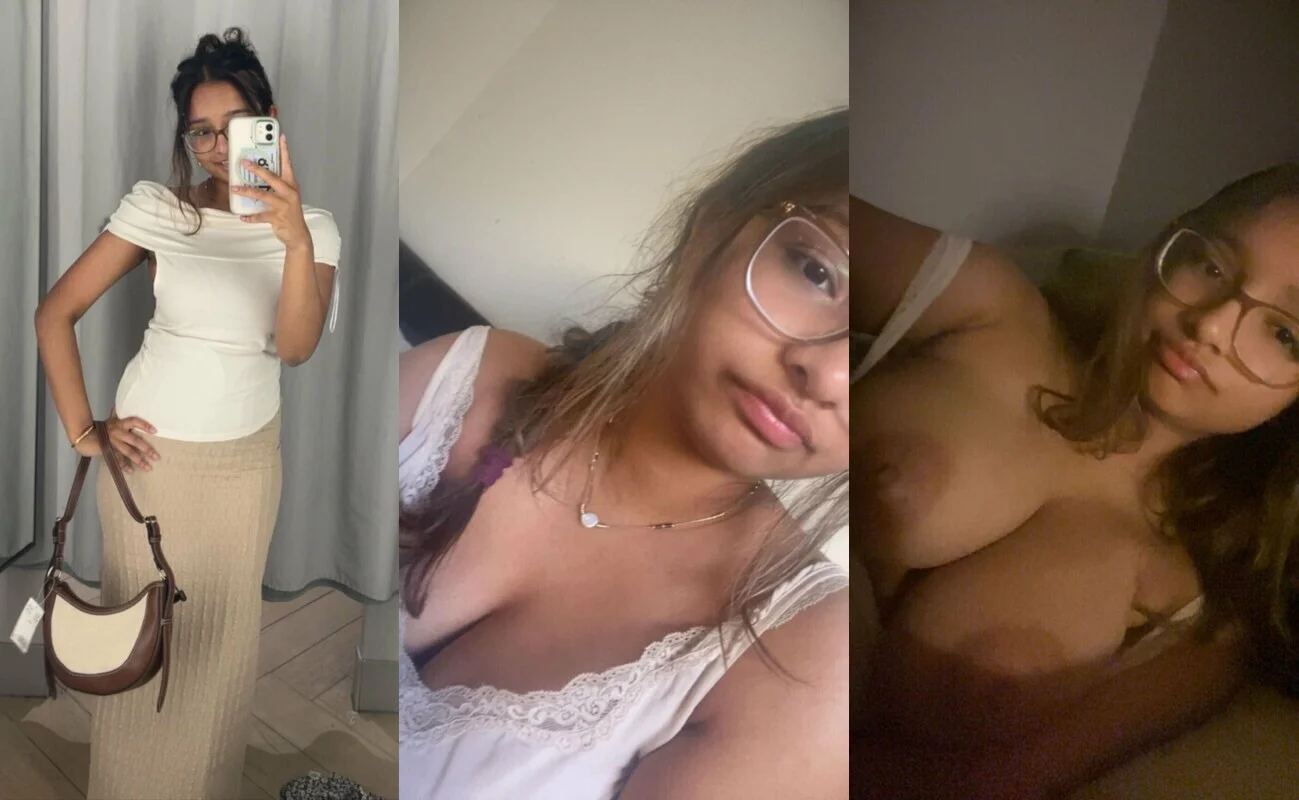 Glasses Sexy Girl Playing With Her Boobies