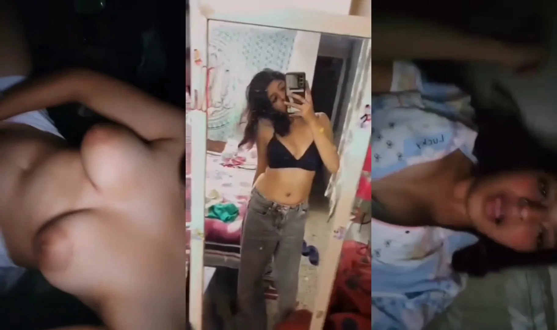 Beautiful Girl Getting high and Pressing Boobs