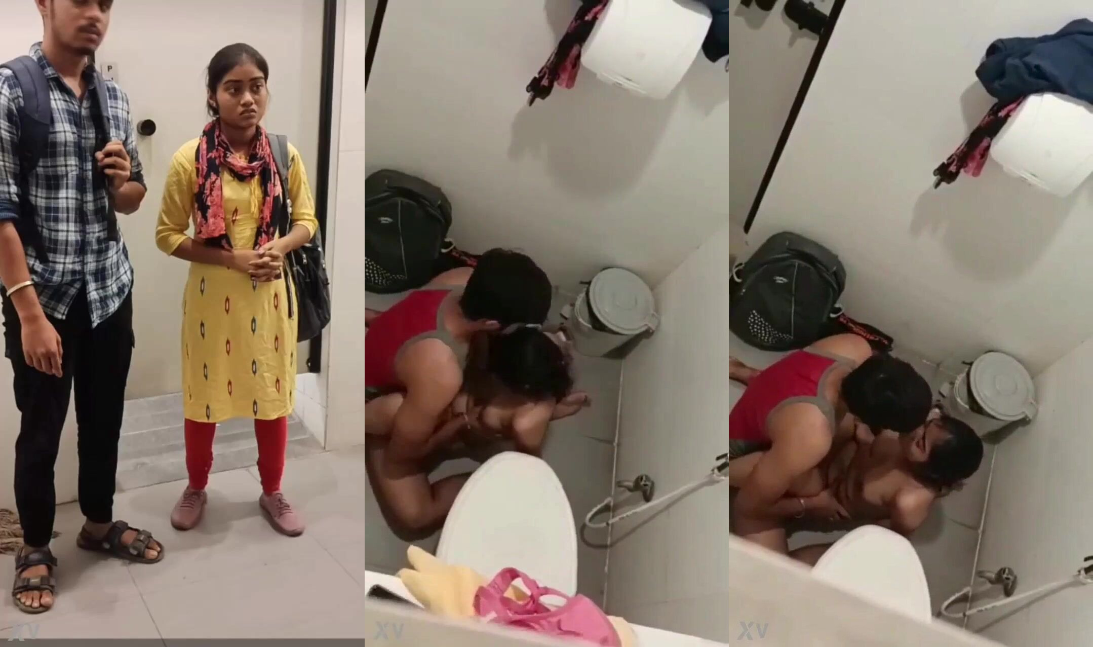 Indian petite girlfriend sex in restroom