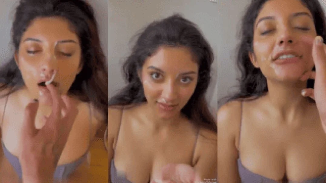 Desi NRI Girl Face Drenched in White Guys Cum Fed with Fingers