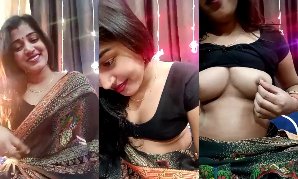 Indian Beautiful Saari Bhabhi Teasing on Live Streaming Desi MMS