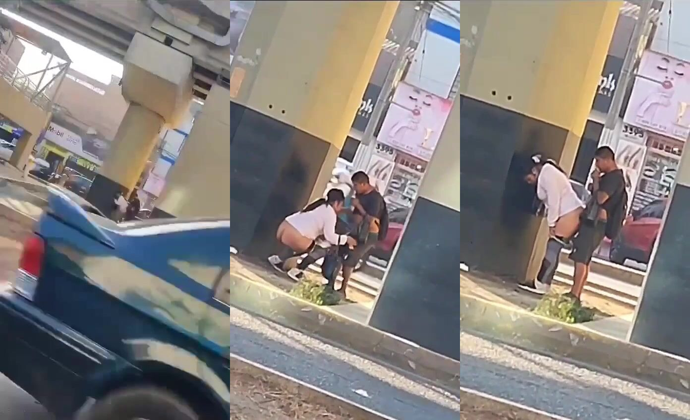 Collage Lovers Fuck Under The Bridge