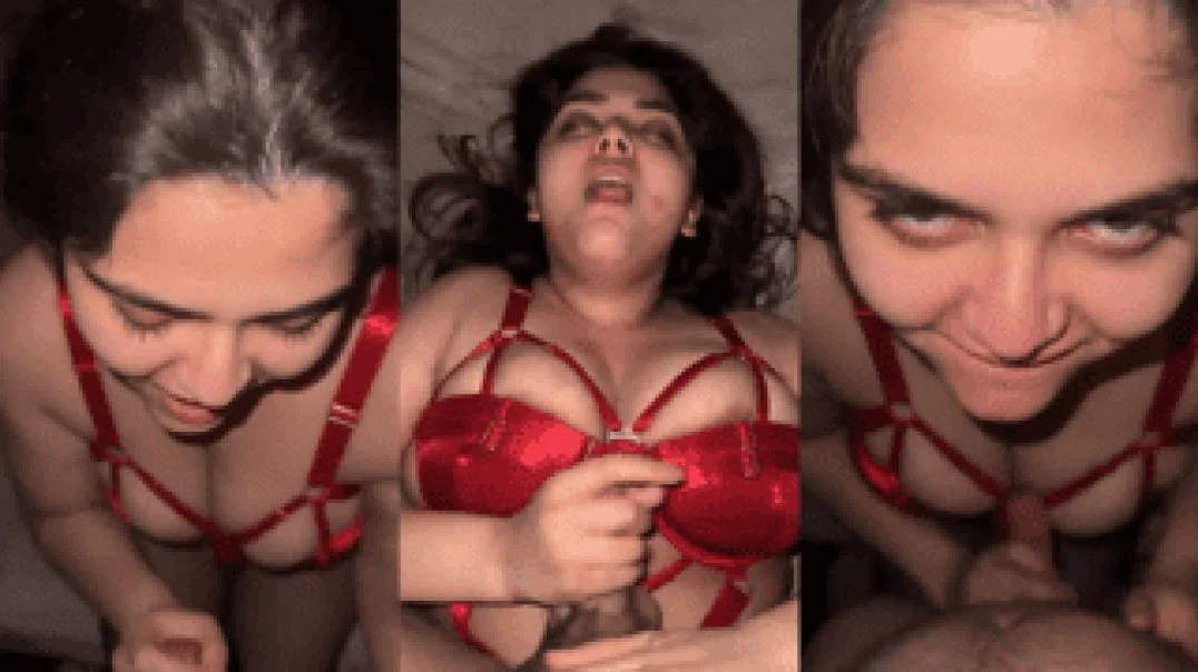 Chubby Pakistani Submissive Babe Surrenders Completely in Red Lingerie